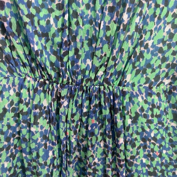 J. Crew Sweet Meadow Silk Midi Dress Women's Blue Green Watercolor Dots Size 4 - Picture 5 of 10